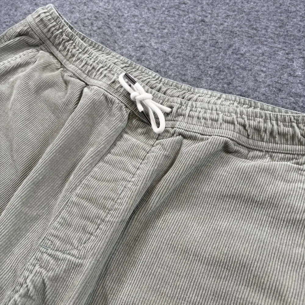 Quiksilver Taxer Corduroy Shorts Mens XL Sage Green Elastic Waist Drawstring